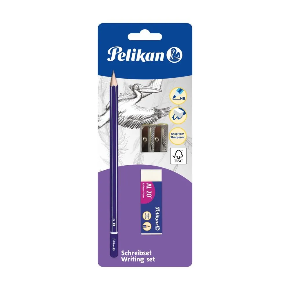 Pelikan zestaw Ołówek + Temperówka + Gumka blister