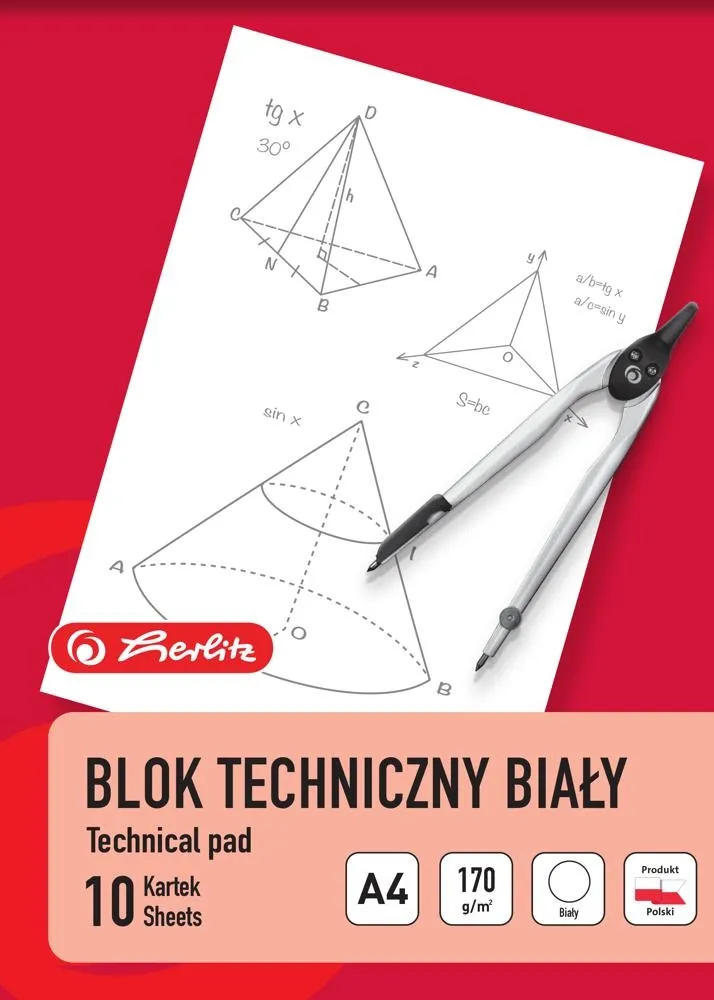 Herlitz Blok techniczny A4 10 białych kartek