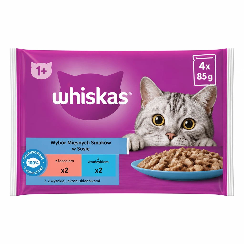 Karma dla kota mokra łosoś/tuńczyk Whiskas 4x85g