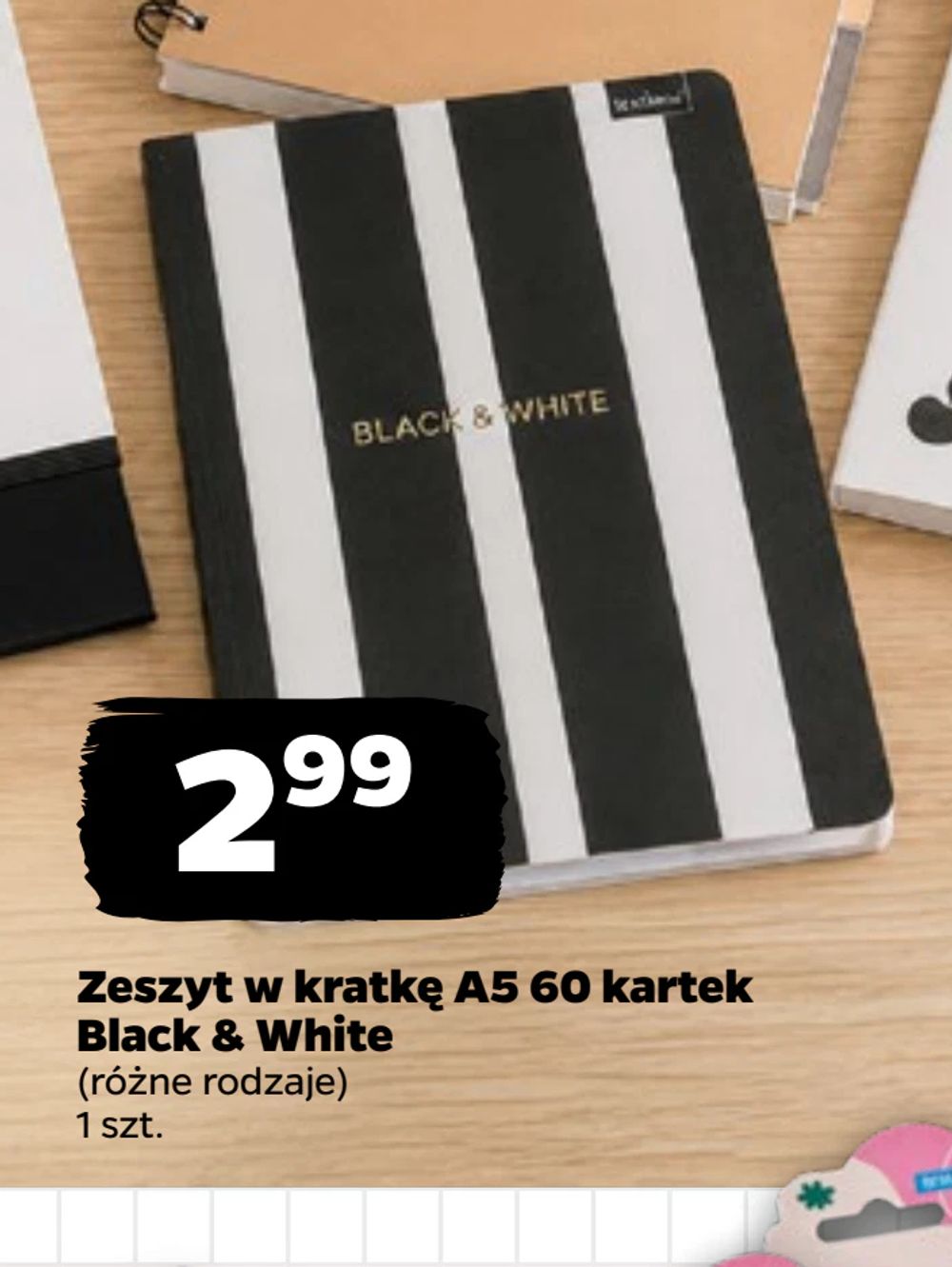 Zeszyt w kratkę A5 60 kartek Black & White