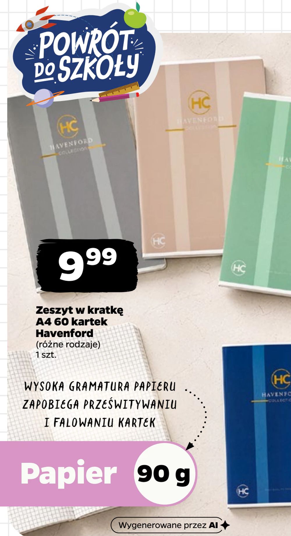 Zeszyt w kratkę A4 60 kartek Havenford