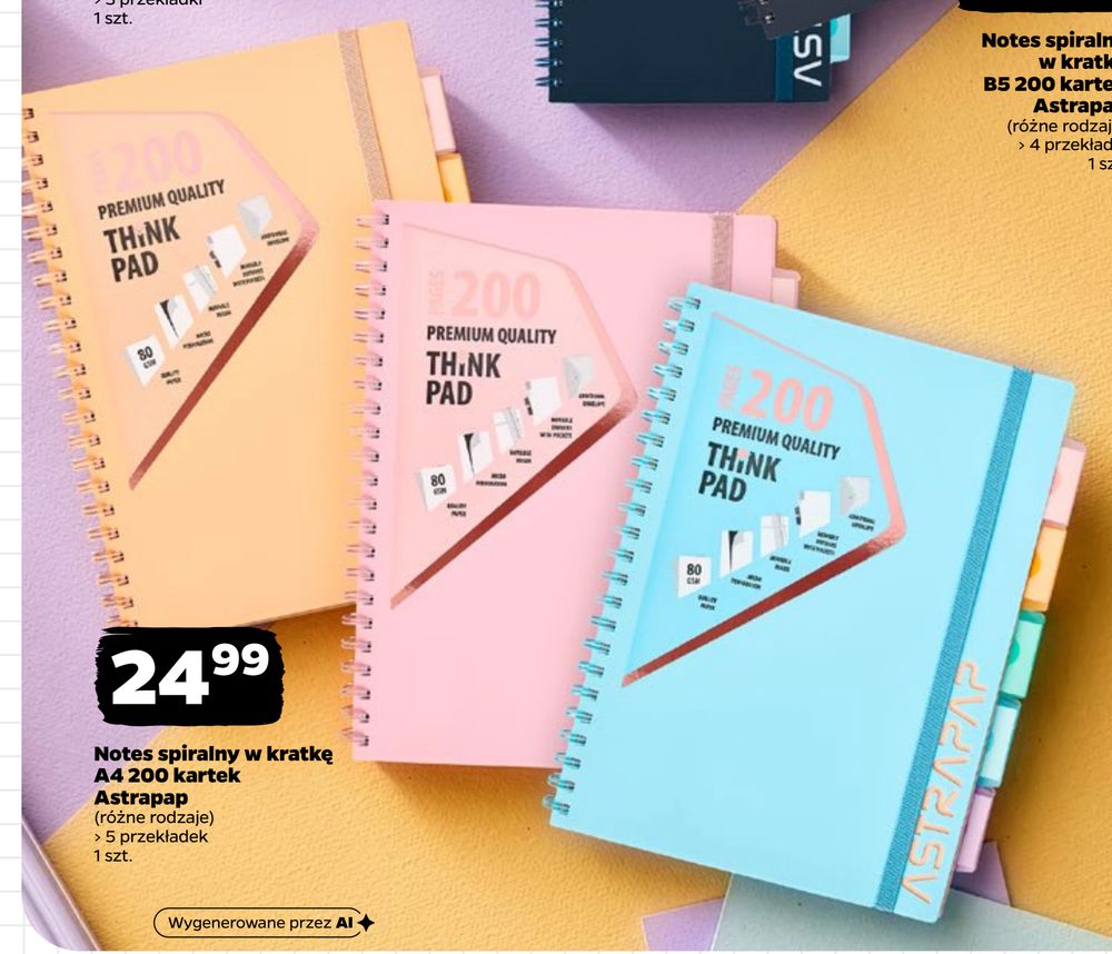 Notes spiralny w kratkę A4 200 kartek Astrapap