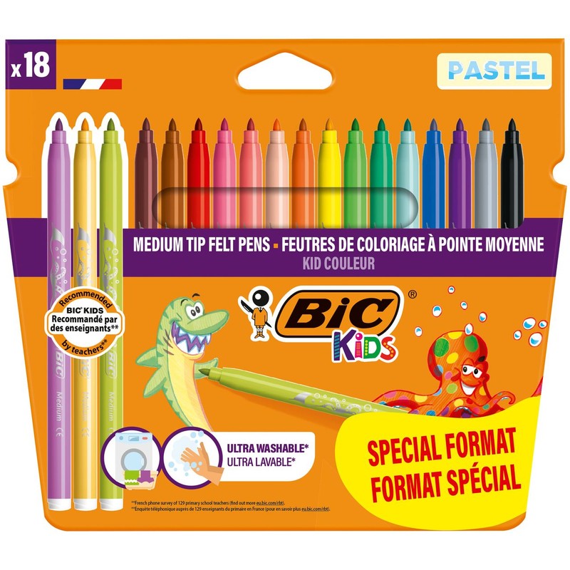 Flamastry Kids Pastel Kid Couleur BIC 18 sztuk
