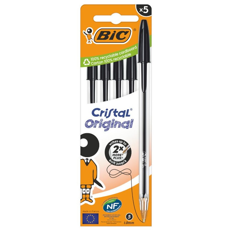Cristal Original Długopis czarny Pudełko BIC 4 sztuki