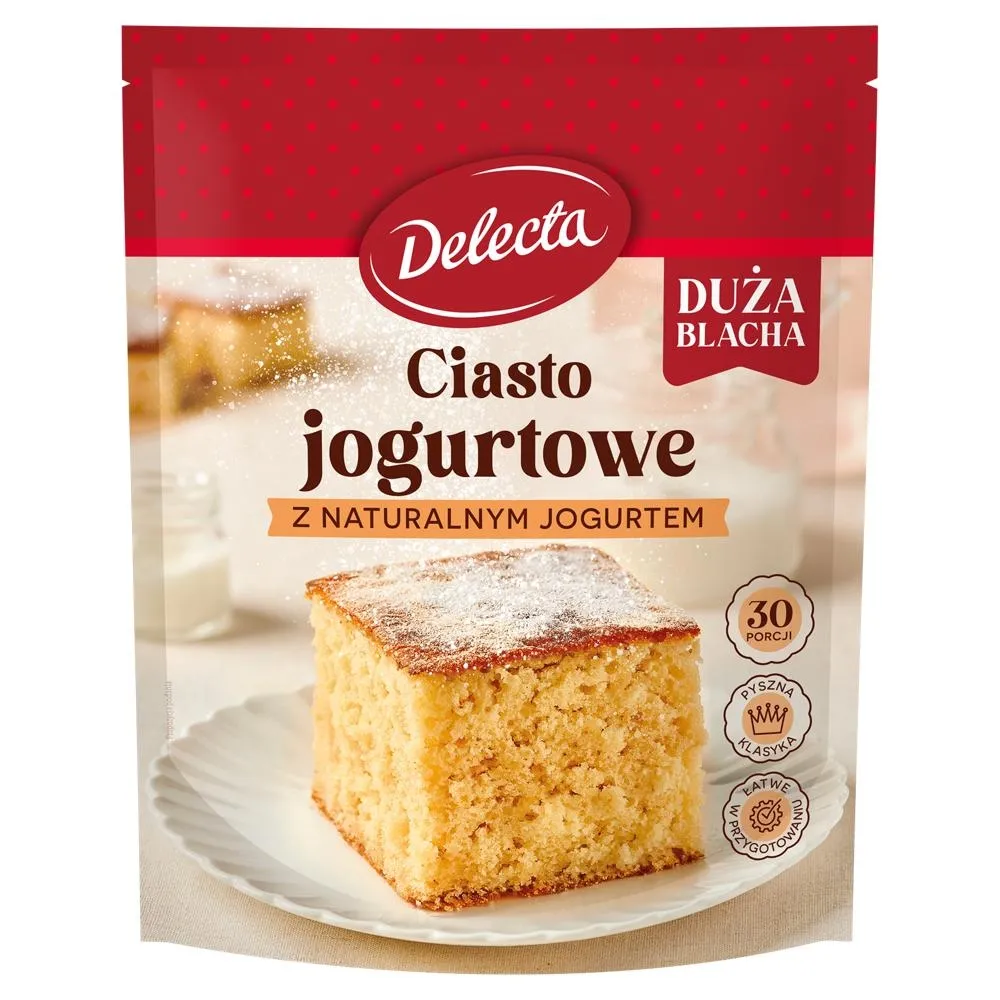 Delecta Duża Blacha Ciasto jogurtowe z naturalnym jogurtem mieszanka do wypieku ciasta 640 g