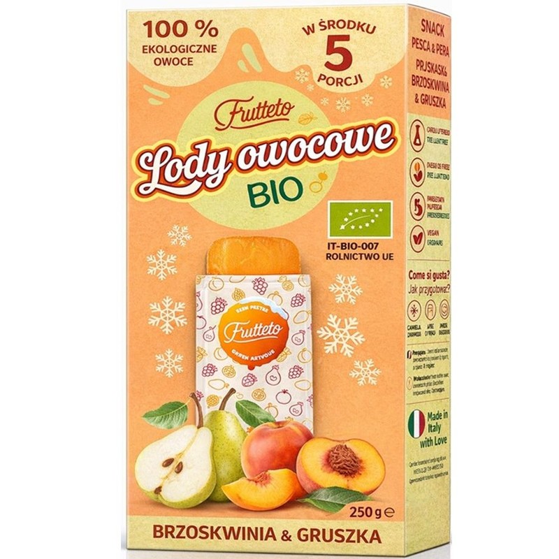 BIO Lody owocowe brzoskwinia - gruszka  Frutteto 250 g