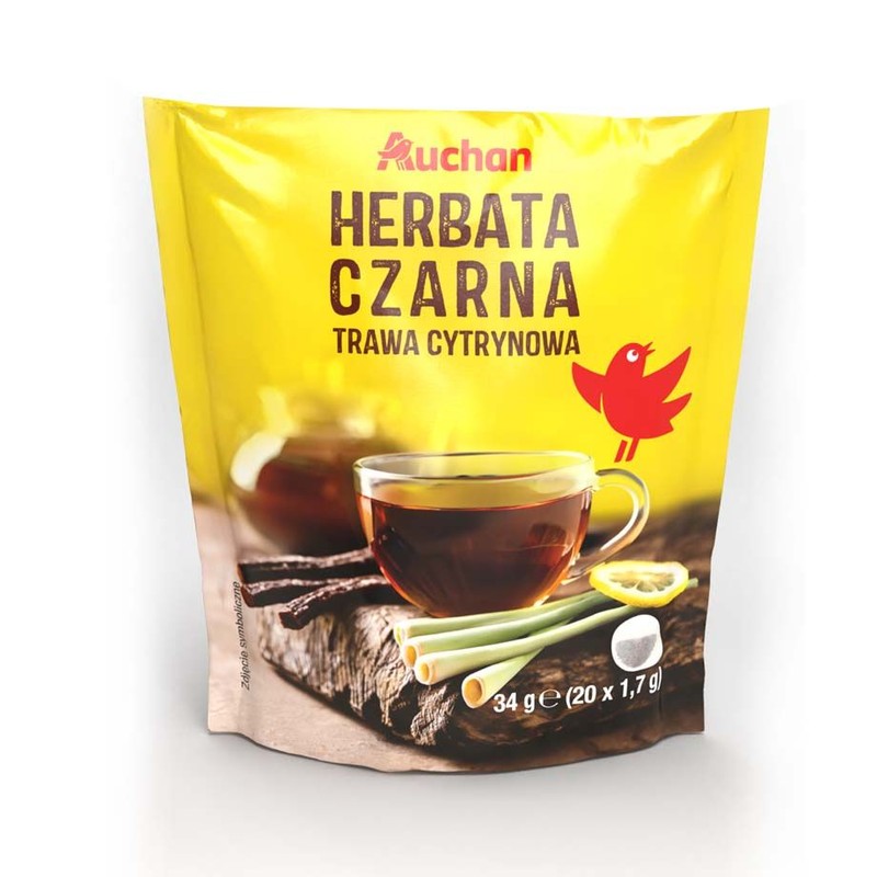 Herbata czarna trawa cytrynowa Auchan 20 torebek