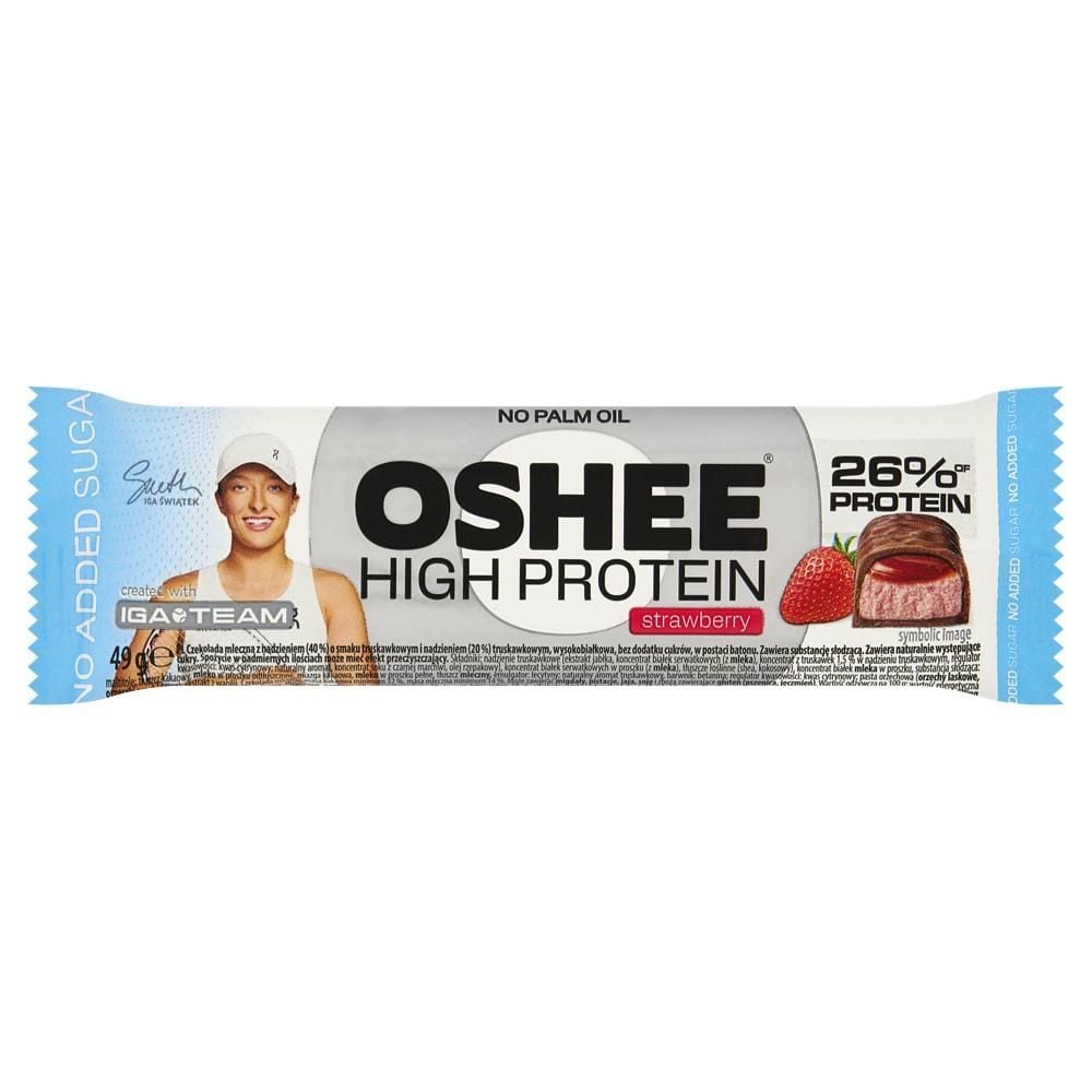 Oshee High Protein Czekolada mleczna z nadzieniem o smaku truskawkowym 49 g