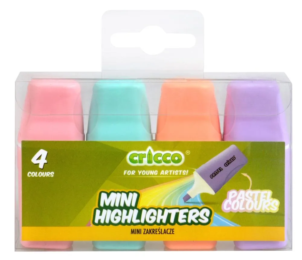 Zakreślacze Mini Cricco pastel 4 kolory etui