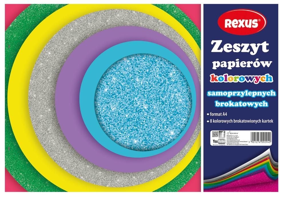 Zeszyt Papierów Kolorowych Samoprzylepnych Brokatowionych A4/8K.