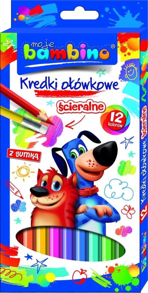Kredki szkolne ścieralne 12 kol.  MOJE BAMBINO 4