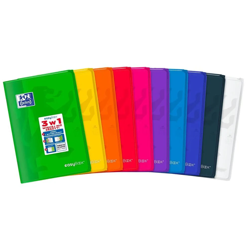 Zeszyt oxford pp easybook b5/60k kratka z marginesem miks kolorów