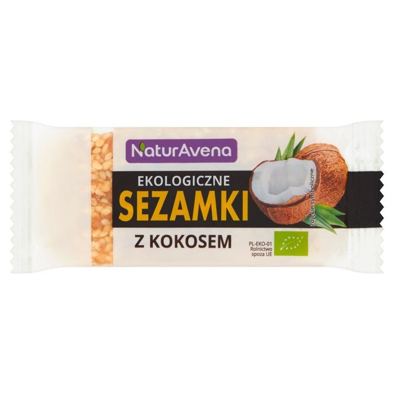 BIO Ekologiczne sezamki z kokosem NaturaVena 27 g