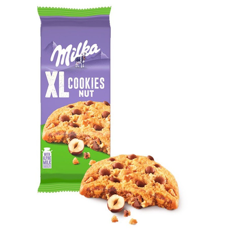 Ciastka z kawałkami czekolady i orzechami Cookies Nut XL Milka 184 g