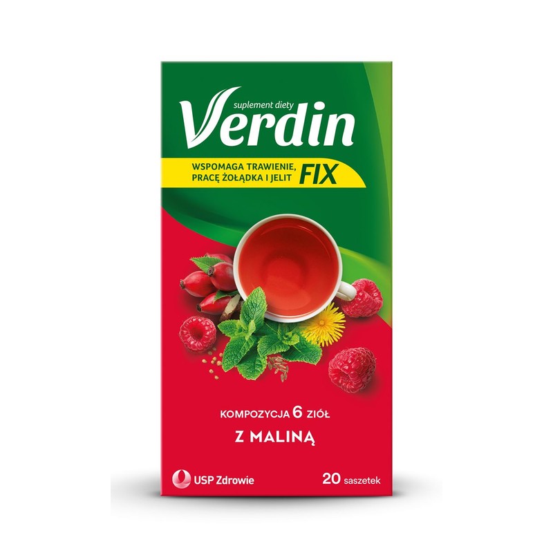 Herbata kompozycja 6 ziól z maliną Verdin 20 torebek