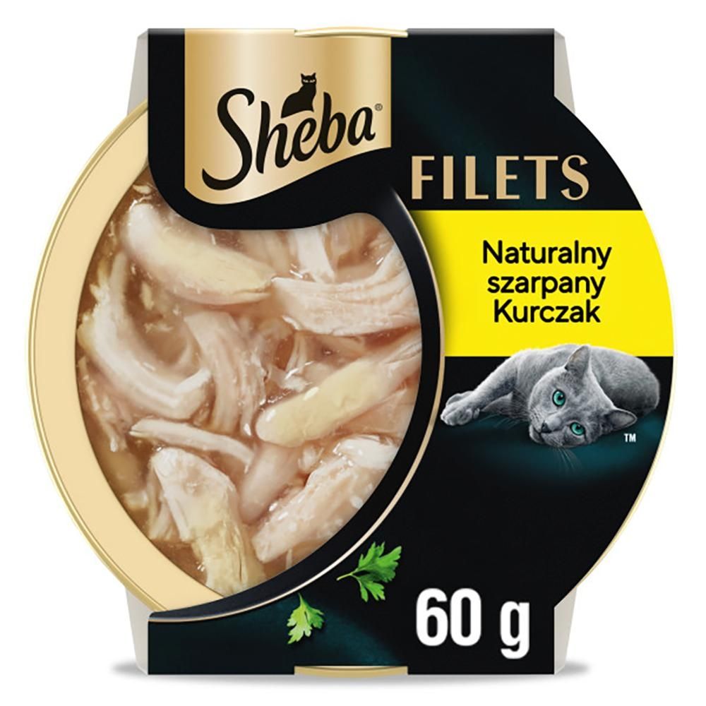 Sheba Filets Karma uzupełniająca dla dorosłych kotów naturalny szarpany kurczak 60 g