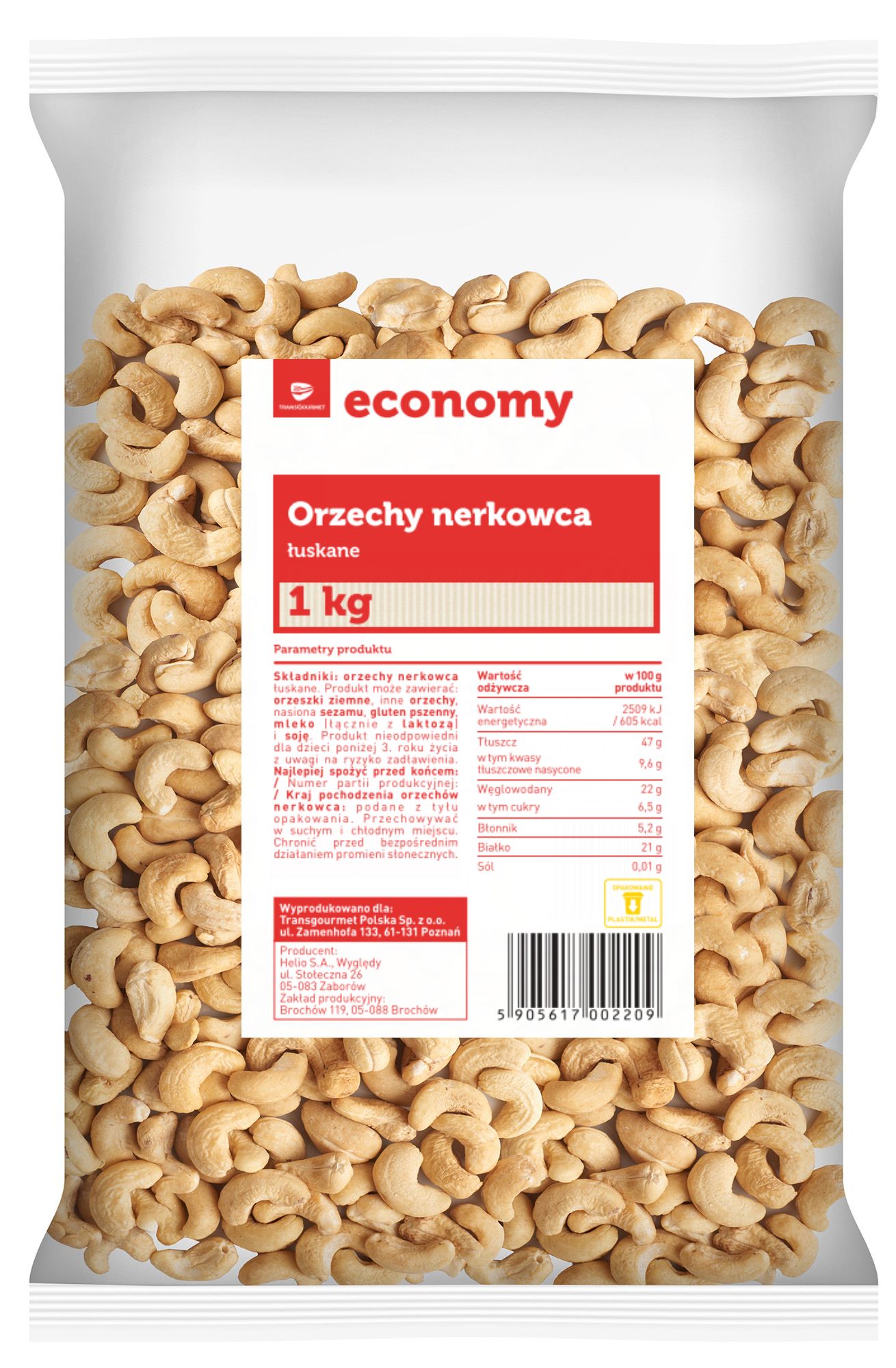 Tge Orzechy Nerkowca Łuskane 1000 G