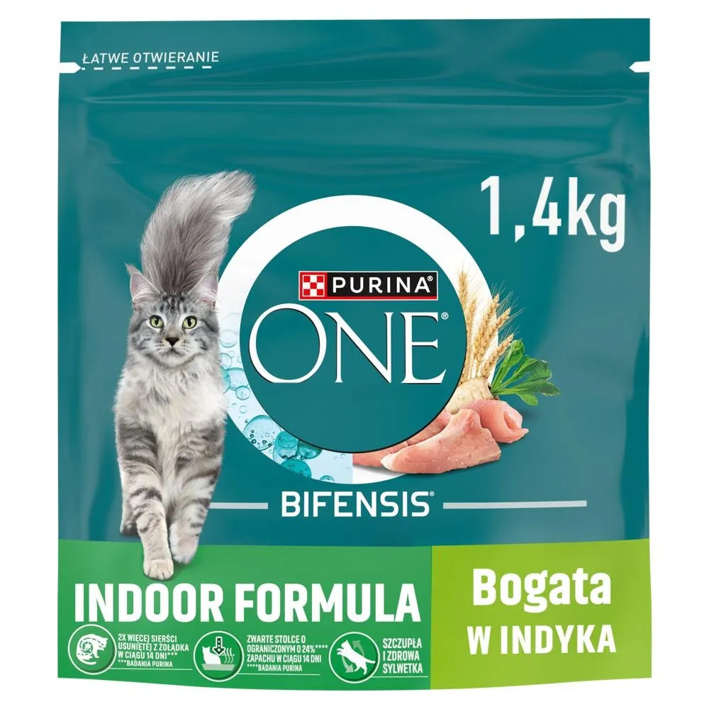 PURINA ONE Bifensis Indoor Formula Karma dla dorosłych kotów bogata w indyka 1,4 kg
