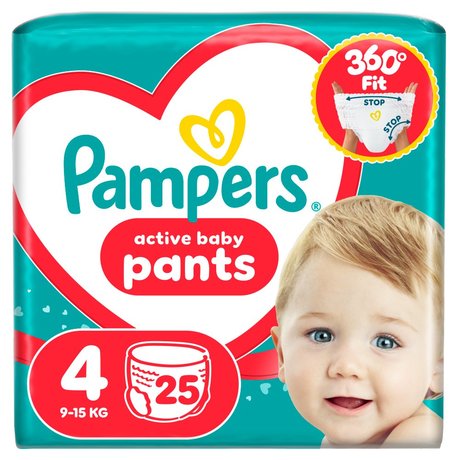 Pampers Active Baby Pieluchomajtki Rozmiar 4, 25 szt., 9-15 kg