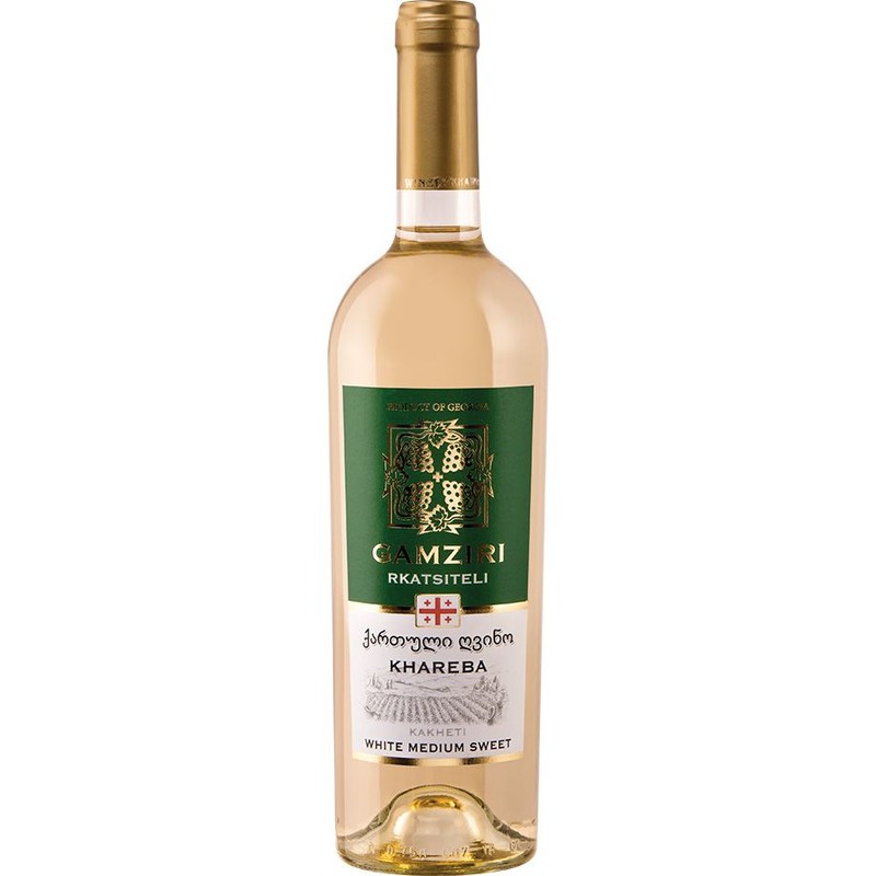 Wino gruzińskie białe półsłodkie Rkatsiteli alk. 12,5% obj. Gamziri 750 ml