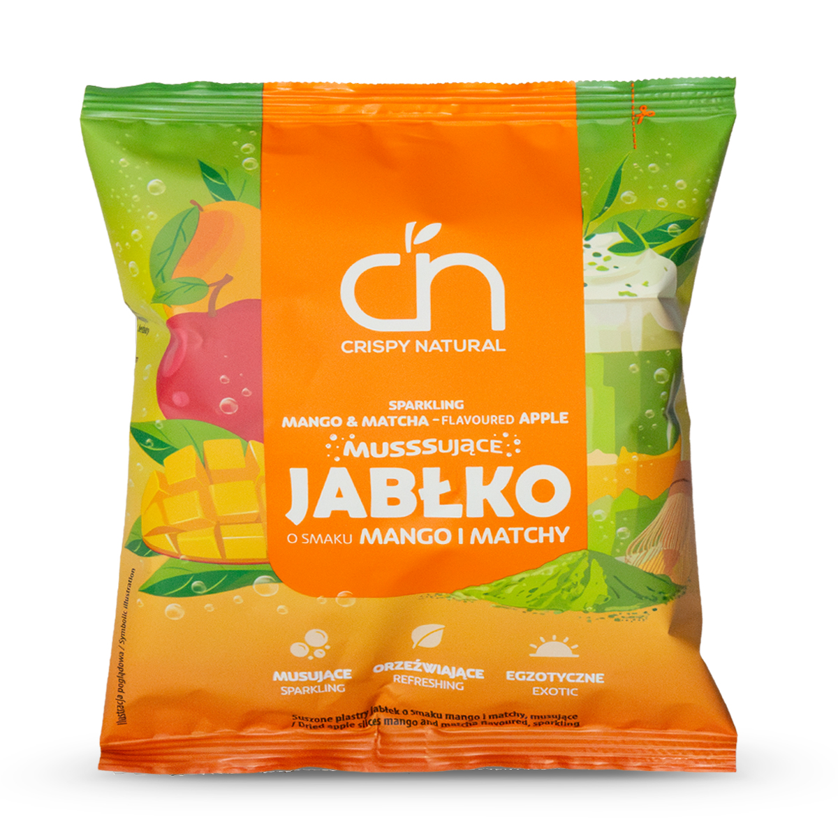 Crispy Natural Jabłko Suszone O Smaku Mango I Matchy, Musujące 18G