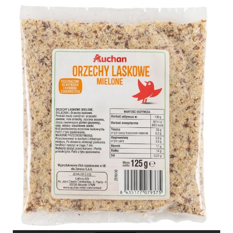 Orzechy laskowe mielone Auchan 125 g