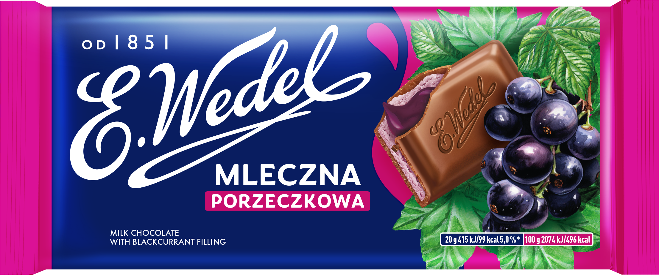 E.Wedel Czekolada Mleczna Porzeczkowa 100G