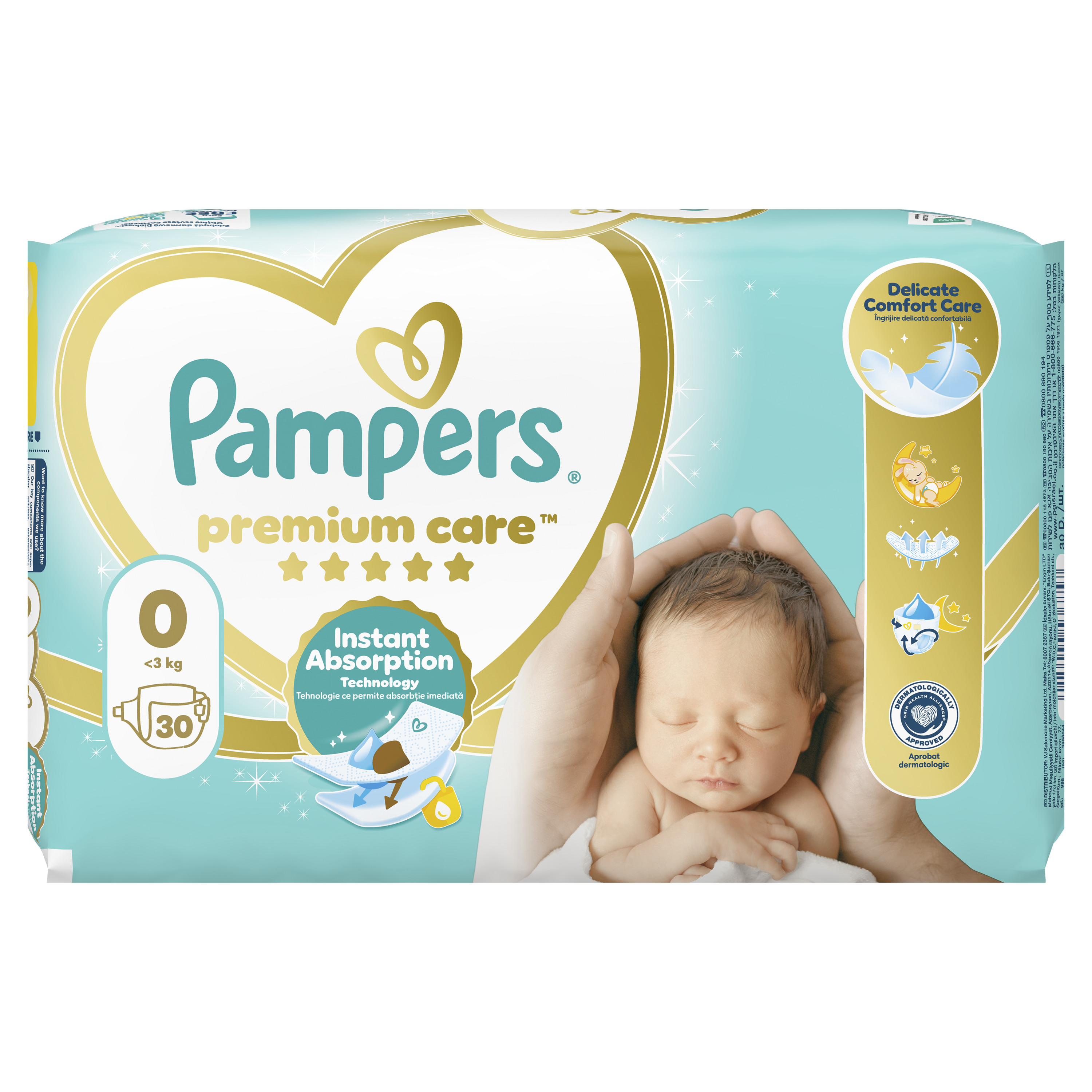 Pampers Premium Care Rozmiar 0, 30 Pieluszki, <3Kg