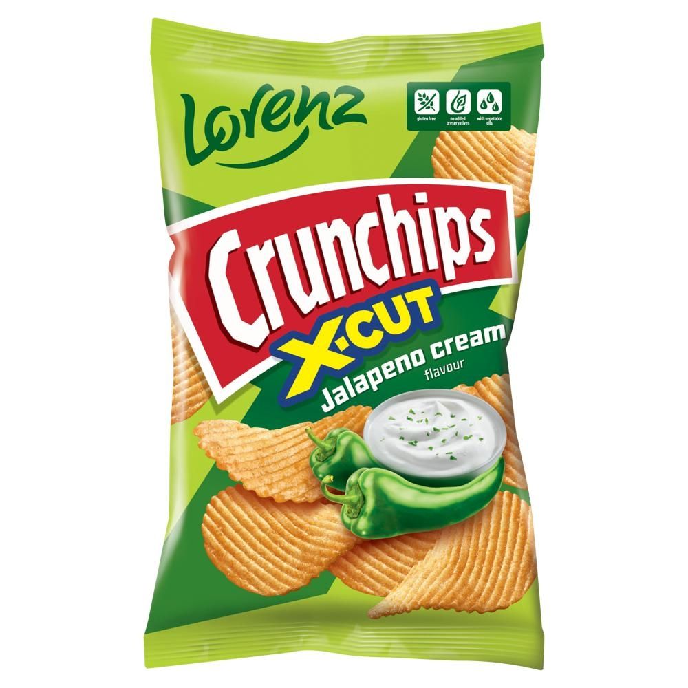 Crunchips X-cut Chipsy ziemniaczane o smaku kremowego jalapeno 130 g