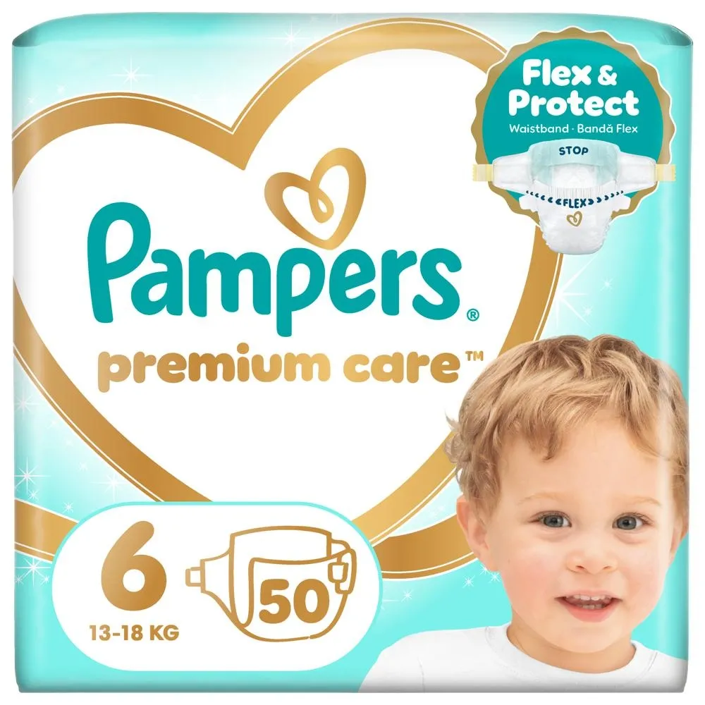 Pampers Premium Care Rozmiar 6, 50 Pieluszek, 13kg-18kg