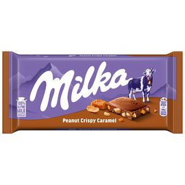Milka Czekolada mleczna z orzeszkami ziemnymi kawałkami karmelu i chrupkami zbożowymi 90 g