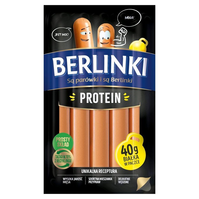 Parówki proteinowe z kurczaka Berlinki 200 g