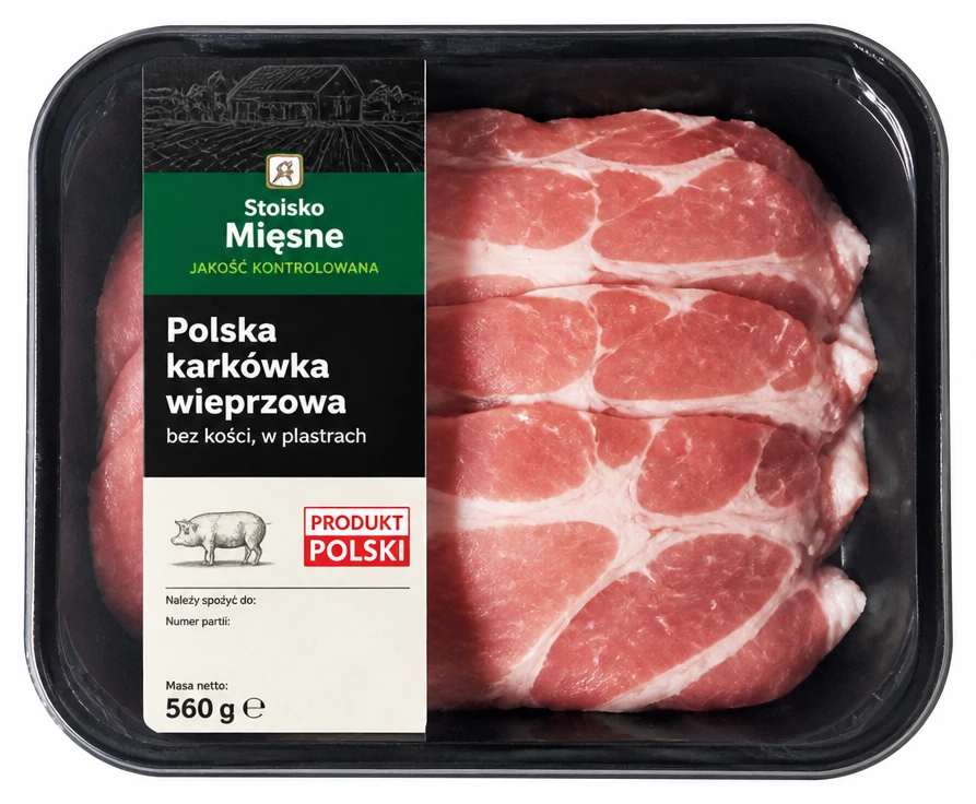 Polska karkówka wieprzowa bez kości, w plastrach