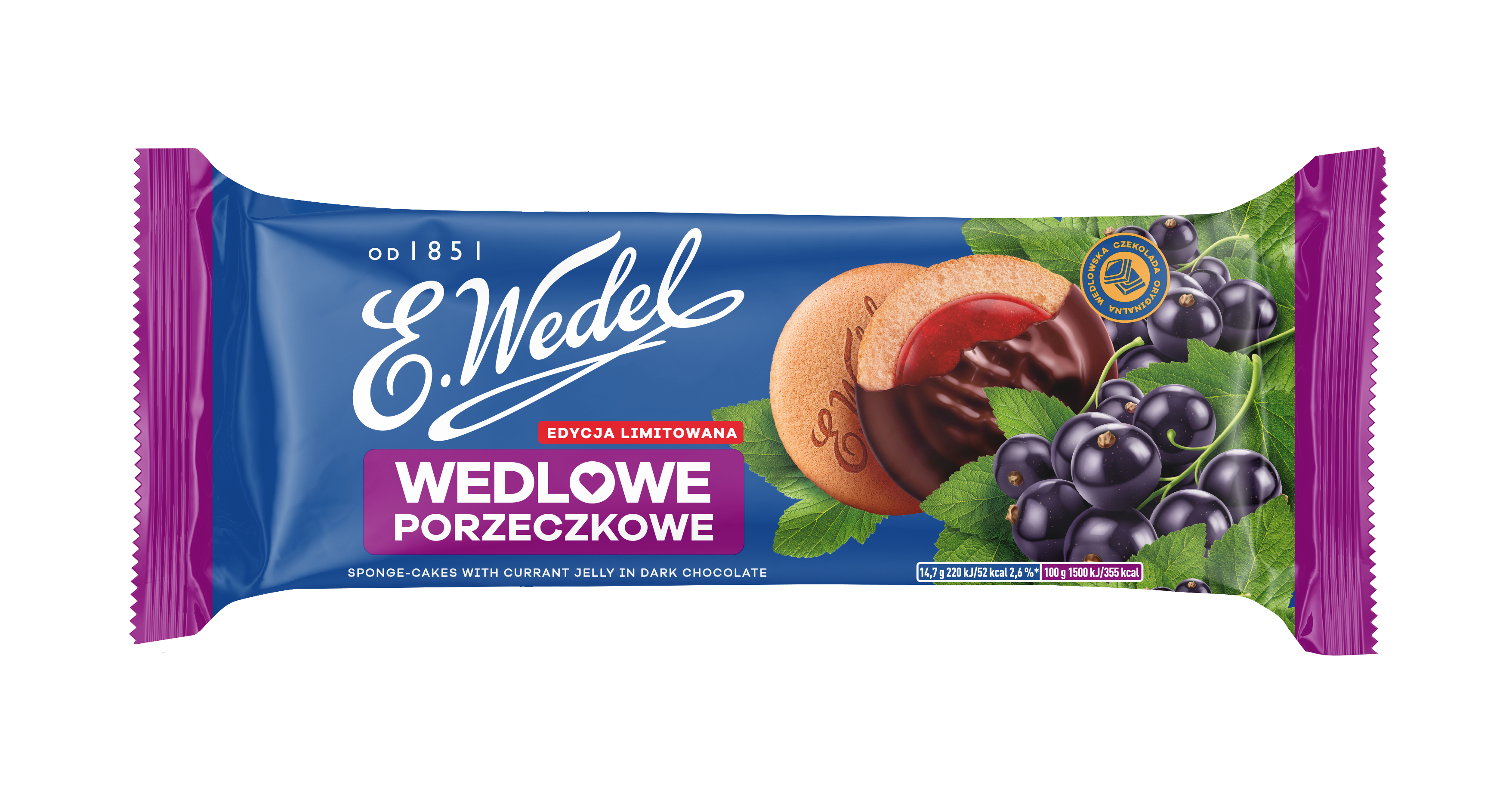 E.Wedel Ciastka Wedlowe Porzeczkowe Oblane Czekoladą Deserową 147G