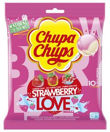 Chupa Chups Lizaki Strawberry Love o smaku truskawkowym, truskawkowo - śmietankowym i kwaśnej truskawki 120 g
