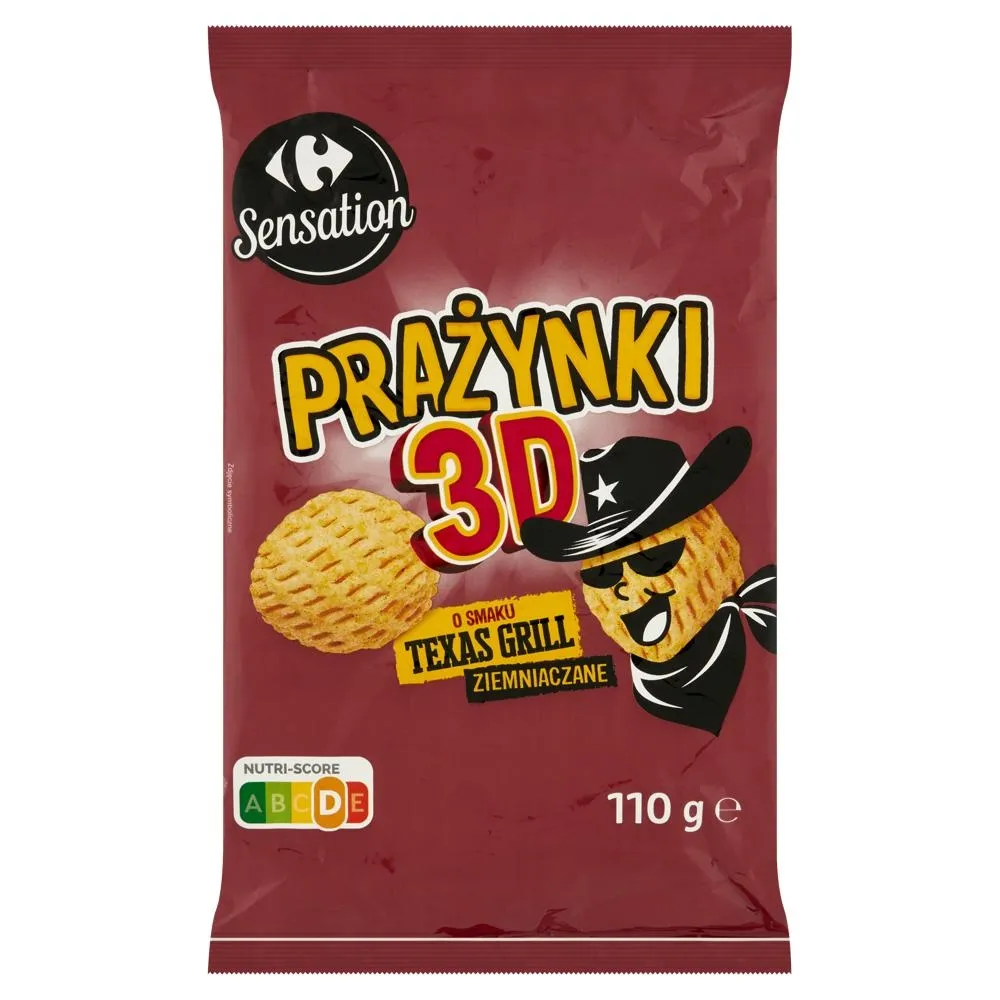 Carrefour Sensation 3D Prażynki ziemniaczane o smaku texas grill 110 g