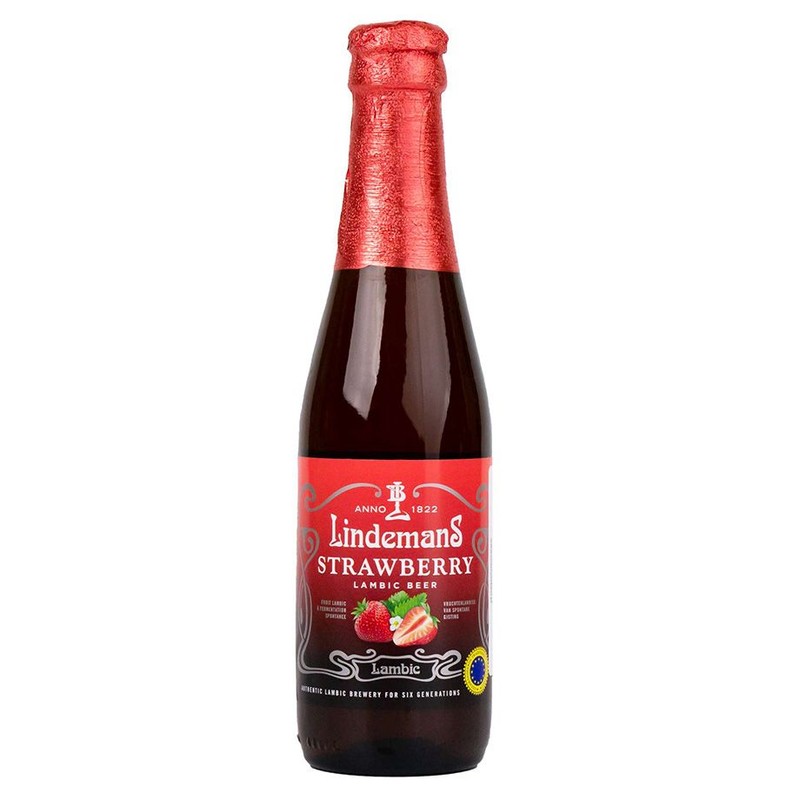 Piwo belgijskie smakowe Strawberry Lambic Beer o smaku truskawkowym alk. 3,5% obj. Lindemans 250 ml