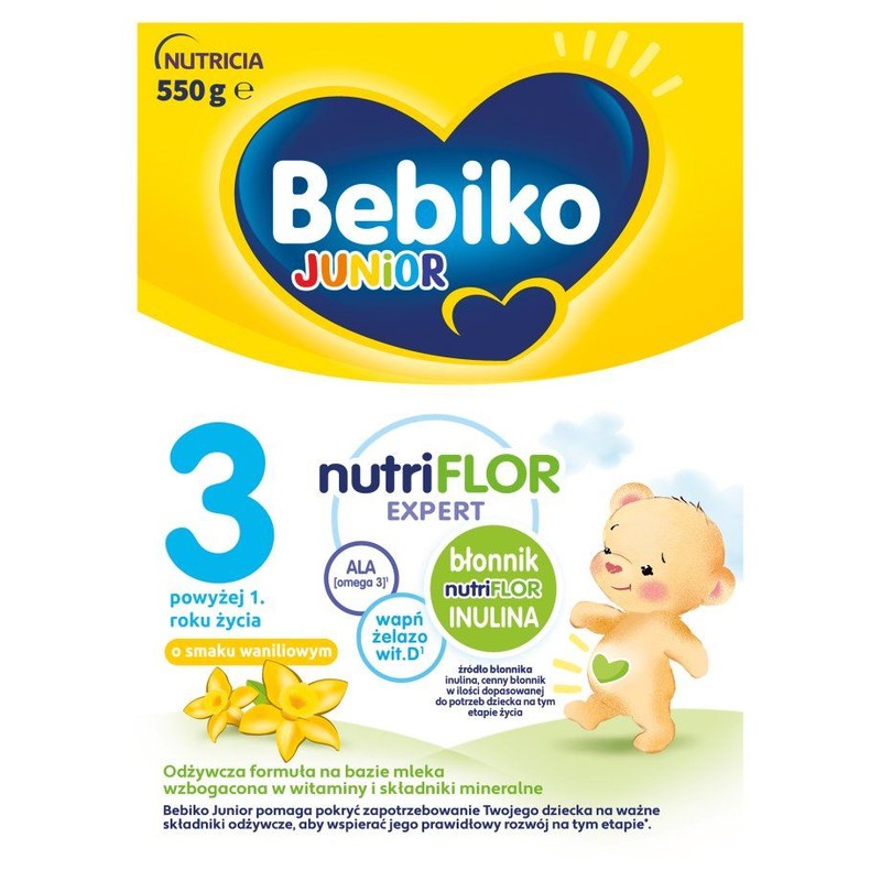 Mleko modyfikowane Junior nutriFlor Expert 3 od 1 roku smak waniliowy Bebiko 550 g