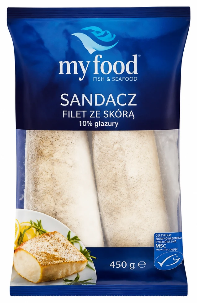 MYFOOD Sandacz filet ze skórą, 10% glazury