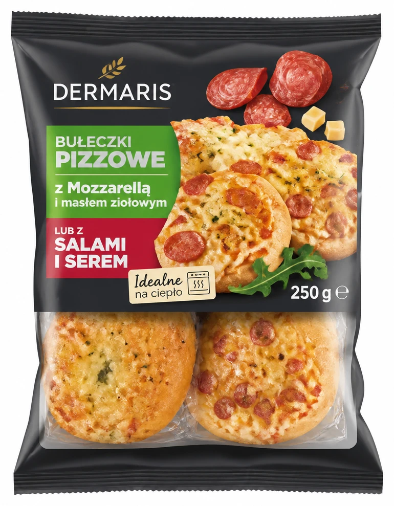 DERMARIS Bułeczki pizzowe z Mozzarellą i masłem ziołowym lub z salami i serem