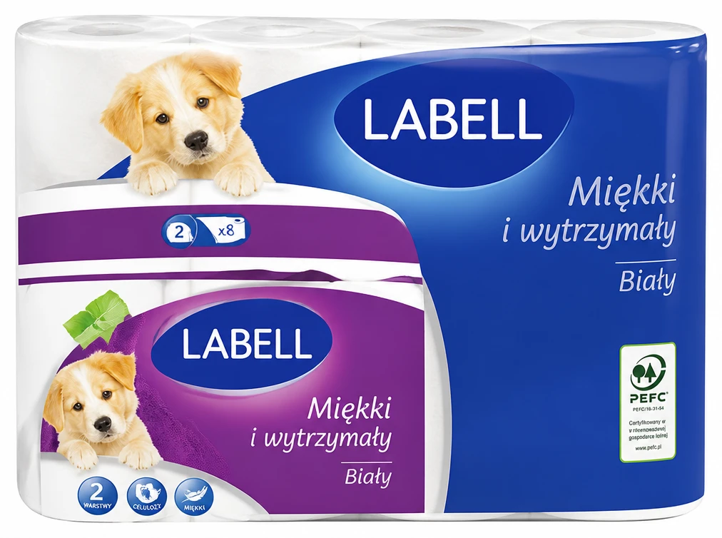 Papier toaletowy LABELL Biały 2 warstwy 8 rolek