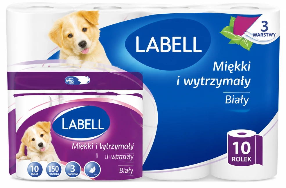 Papier toaletowy LABELL Miękki i wytrzymały Biały 3 warstwy 10 rolek