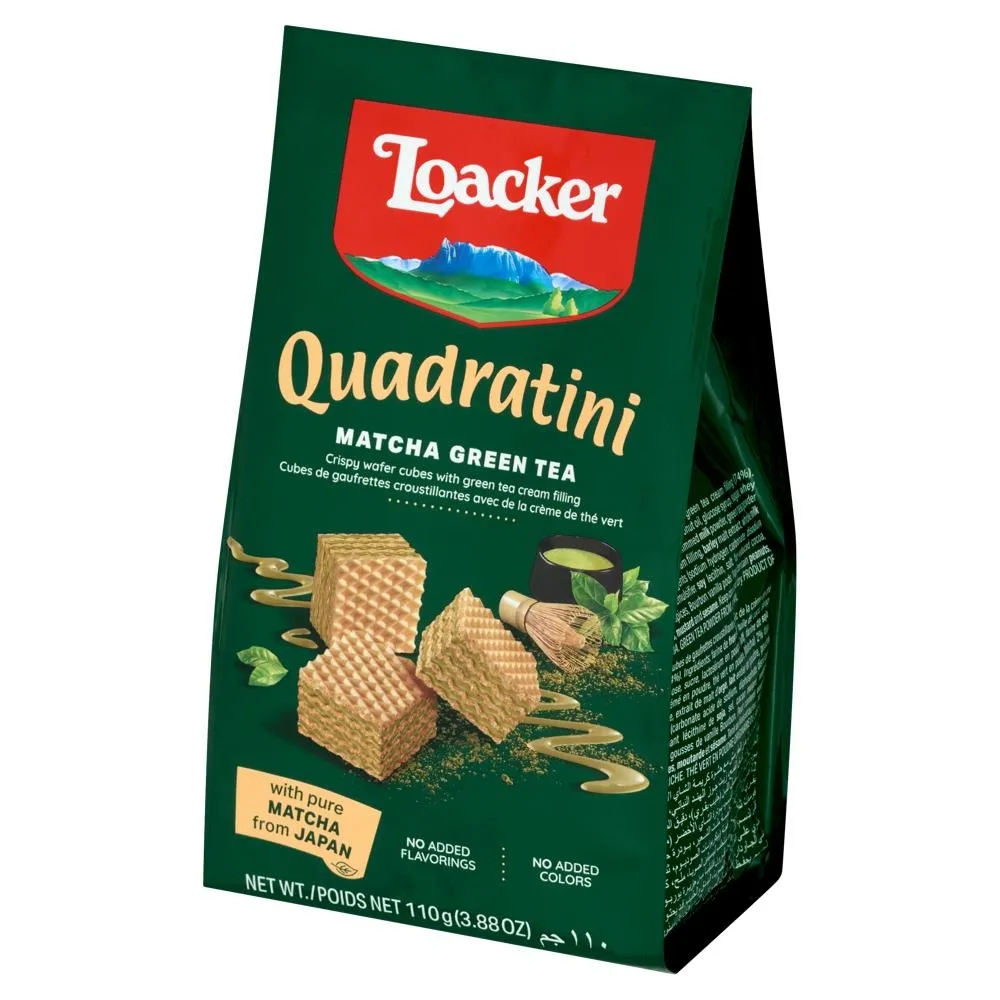 Loacker Chrupiące kostki waflowe z kremem z zielonej herbaty 110 g
