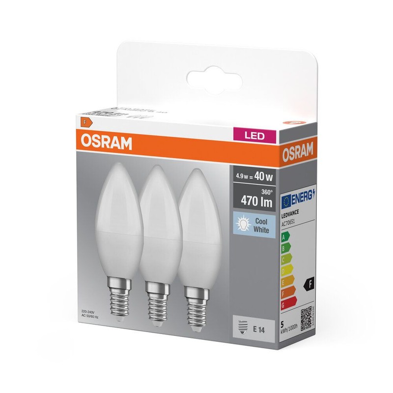 Żarówka LED Base Classic E14 4.9W 840 Frosted Osram 3 sztuki