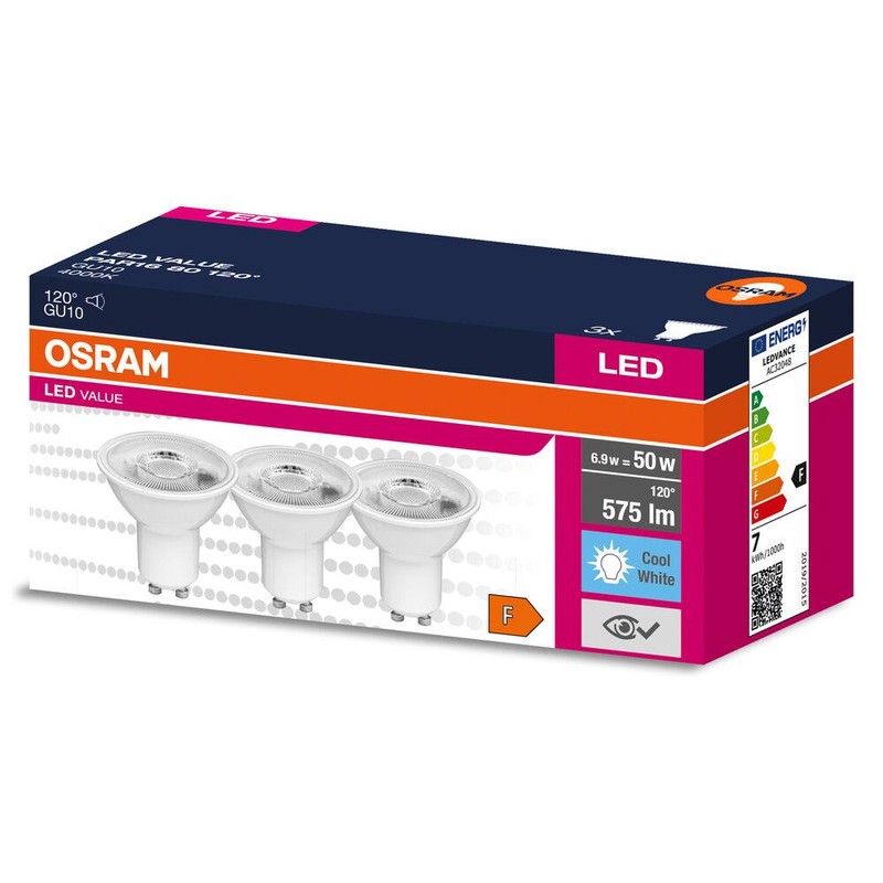 Żarówka LED Value Par16 GU10 biały 120° 6.9W 4000K Osram 3 sztuki