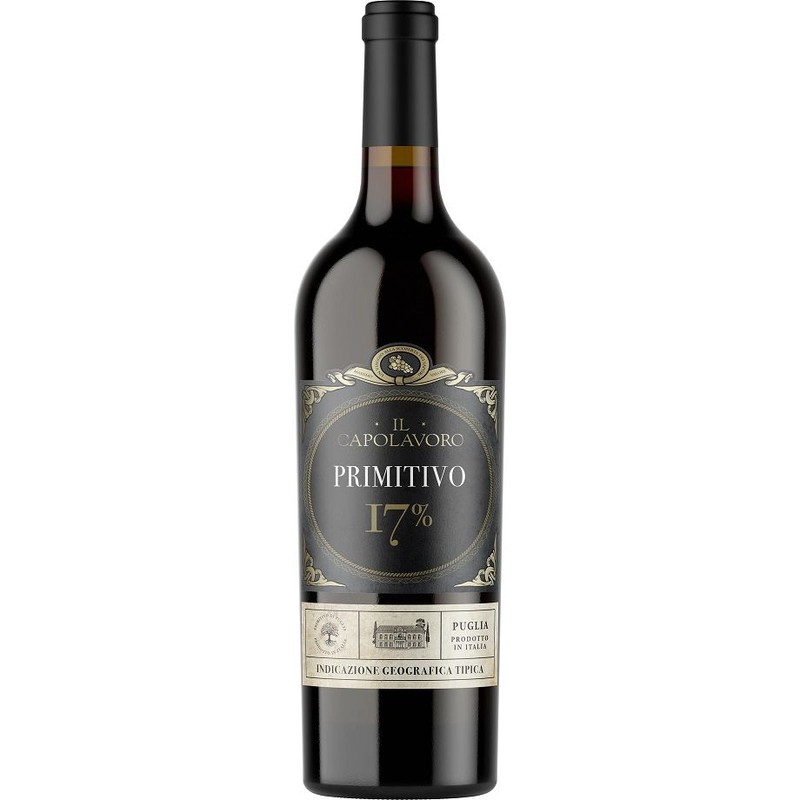 Wino włoskie czerwone wytrawne Primitivo alk. 17,0% ojb. Il Capolavoro 750 ml