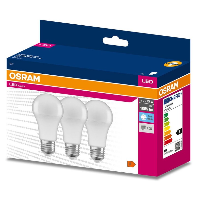 Żarówka LED Value Classic E27 10W 4000K 75W Osram 3 sztuki