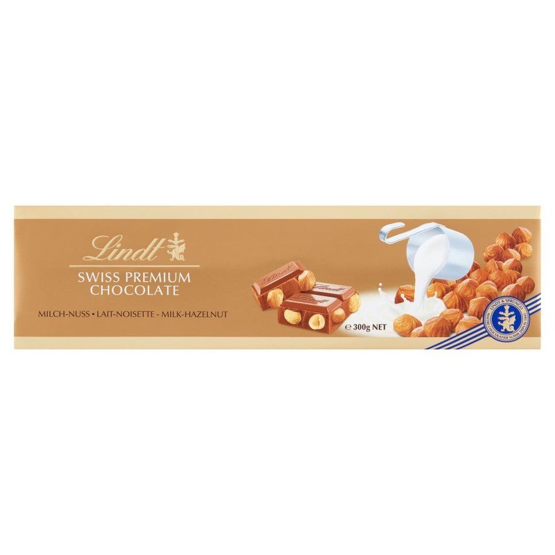 Szwajcarska czekolada mleczna z całymi orzechami laskowymi Lindt 300 g