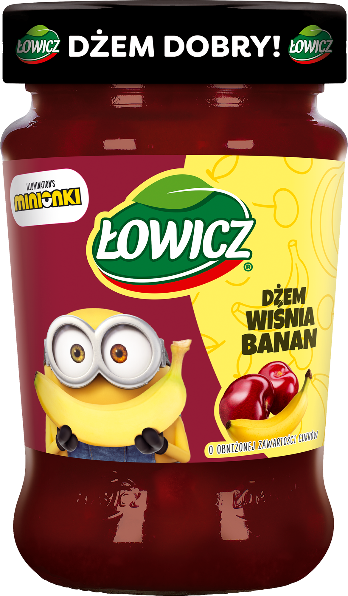 Dżem MINIONKI wiśniowo-bananowy (o obniżonej zawartości cukrów)