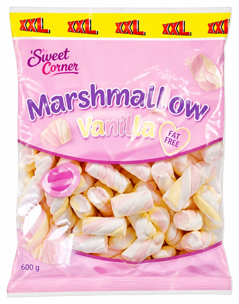 SWEET CORNER Pianki cukrowe o smaku waniliowym, XXL